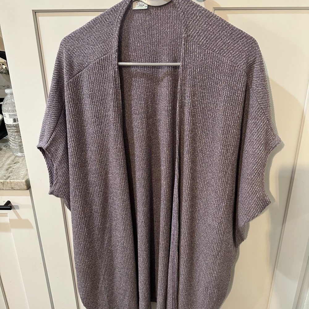 Soft Heathered Lavender Dolman Sleeve Lightweight open front Sweater
